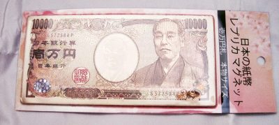 10,000 yen banknote magnet from Japan