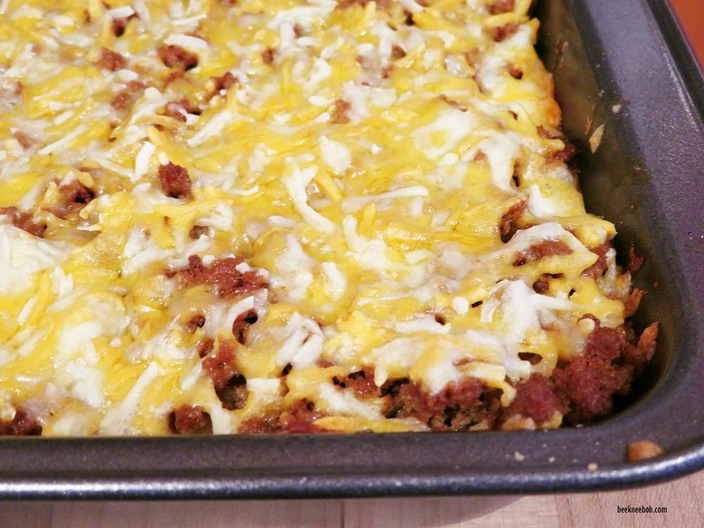 Close up of deep dish taco casserole