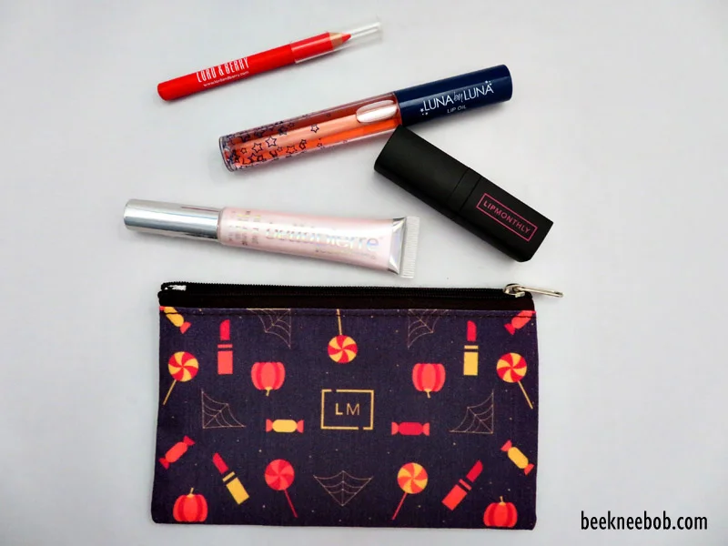 Contents of Lip Monthly October 2018 subscription box