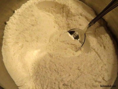 Muffin dry mixture with spoon