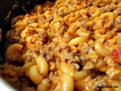one pot ricotta pasta with elbow macaroni, sauce, and ricotta cheese