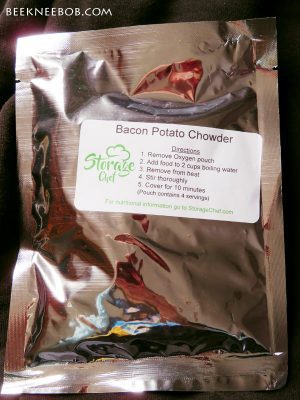 storage chef emergency food package of bacon potato chowder