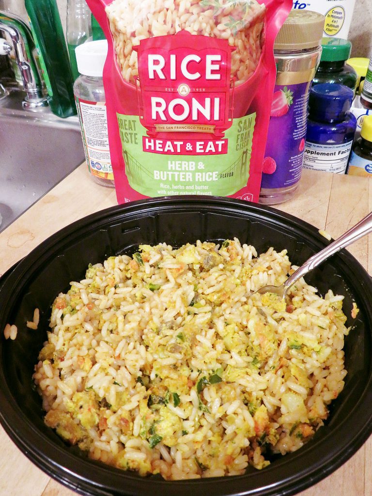 Herb and Butter Rice Rice a Roni heat eat with veggie meatballs