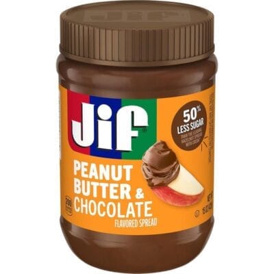Jif Peanut Butter and Chocolate Spread, a creamy blend of classic peanut butter and cocoa