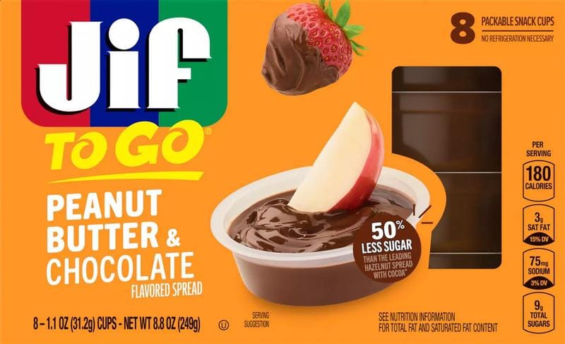 Jif To Go Peanut Butter and Chocolate Spread Snack Cups