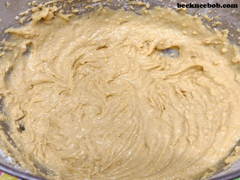 Jiffy honey cornbread cookie batter in bowl