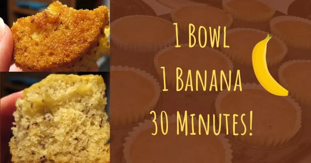 30 Minute One Bowl Banana Bread Muffins (with One Banana!)