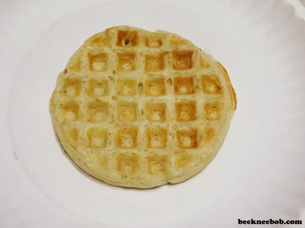 Fully cooked mini waffle on a plate