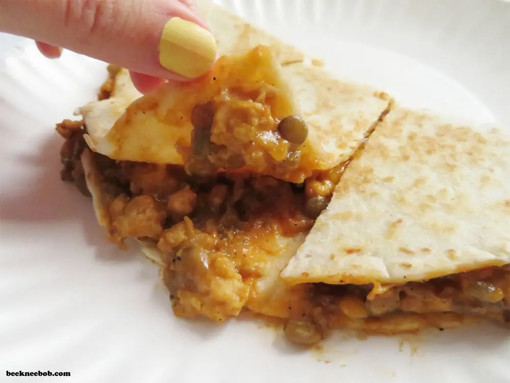 chicken lentil curry quesadillas