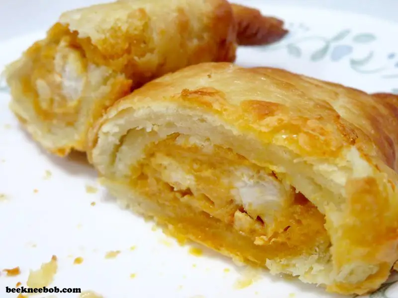 sliced Hillshire Farm Buffalo Style Chicken Croissant on plate