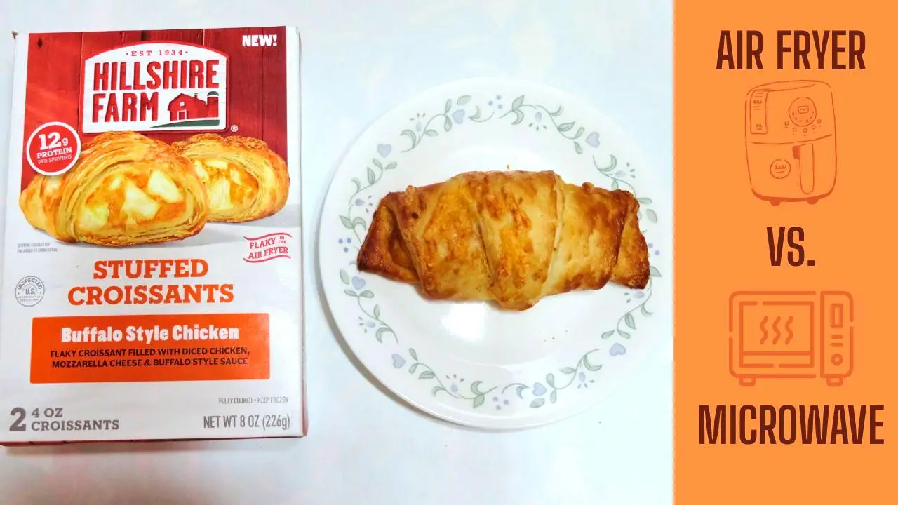 Featured blogpost image of Hillshire Farm Buffalo Style Chicken Croissant box next to cooked croissant on a plate
