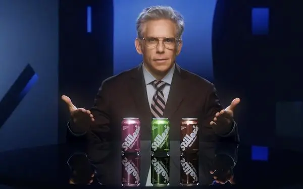Ben Stiller presenting Stiller's Soda in three flavors