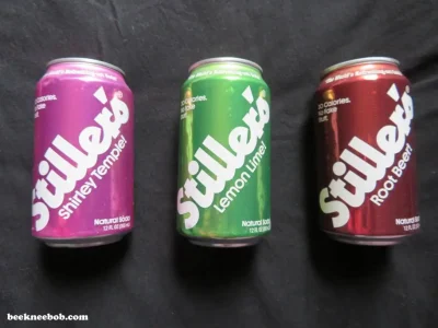 lineup of Stiller's soda cans in three flavors